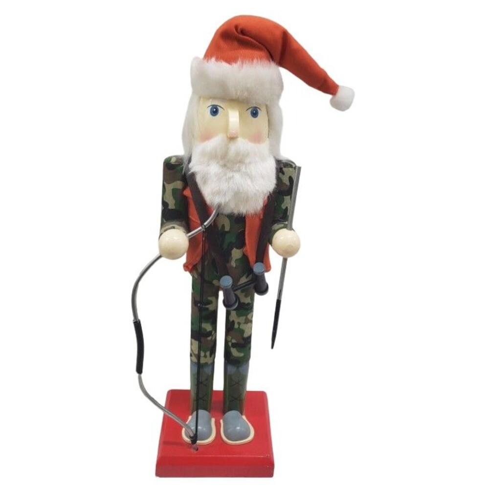 Wooden Christmas Nutcracker,14", HUNTER SANTA WITH BOW AND ARROW 2014, Threshold